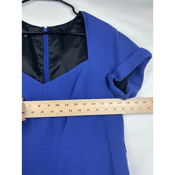 Lafayette 148 Women's Blue Short Sleeve Sheath Dress size 14 With Back Zipper - Picture 7 of 13